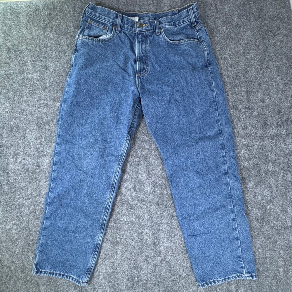 Carhartt Mens B172‎ DST Flannel Lined Relaxed Fit Straight Leg Jeans Blue 35x30
